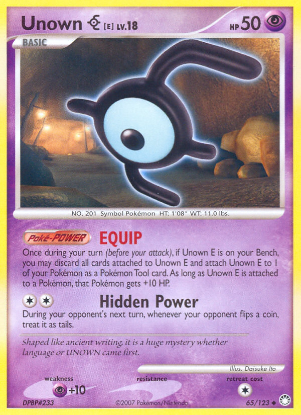 Pokemon | Unown E (65/123) [Diamond & Pearl: Mysterious Treasures] | The Nerd Merchant