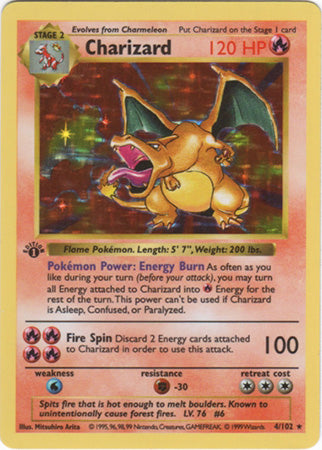 Pokemon | Charizard (4/102) (Shadowless) [Base Set 1st Edition] | The Nerd Merchant)