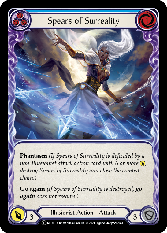 Flesh and Blood TCG | Spears of Surreality (Blue) [U-MON103-RF] (Monarch Unlimited)  Unlimited Rainbow Foil | The Nerd Merchant
