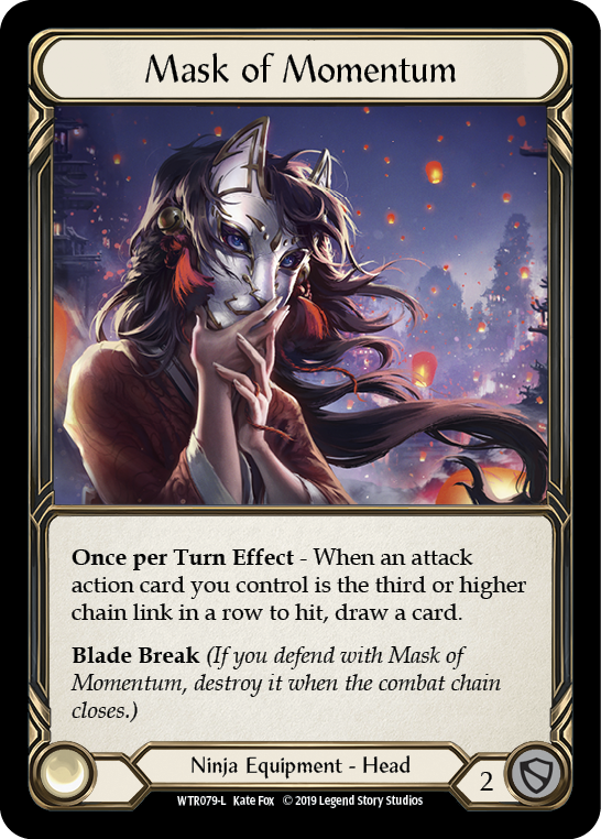 Flesh and Blood TCG | Mask of Momentum [WTR079-L] (Welcome to Rathe)  Alpha Print Cold Foil | The Nerd Merchant