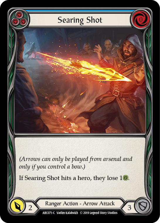 Flesh and Blood TCG | Searing Shot (Blue) [ARC071-C] (Arcane Rising)  1st Edition Rainbow Foil | The Nerd Merchant
