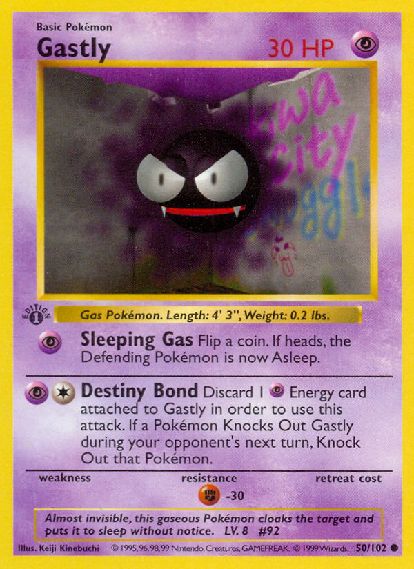 Pokemon | Gastly (50/102) (Shadowless) [Base Set 1st Edition] | The Nerd Merchant)
