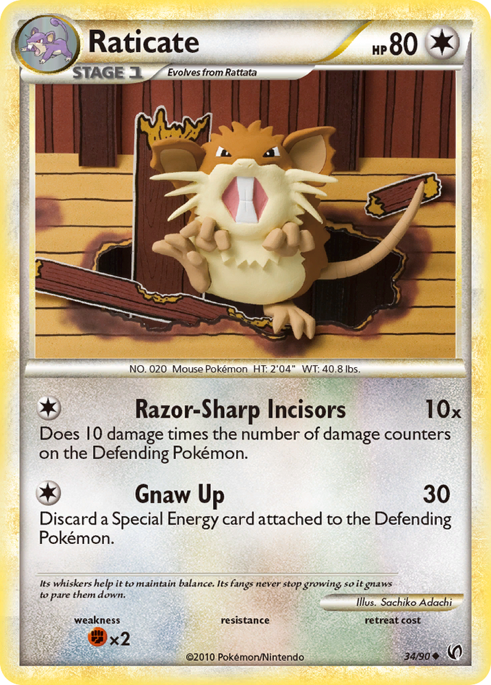 Pokemon | Raticate (34/90) [HeartGold & SoulSilver: Undaunted] | The Nerd Merchant
