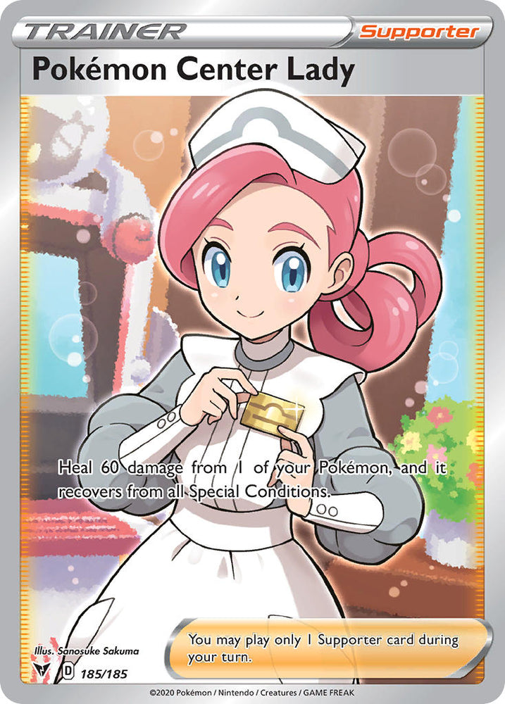Pokemon | Pokemon Center Lady (185/185) [Sword & Shield: Vivid Voltage] | The Nerd Merchant