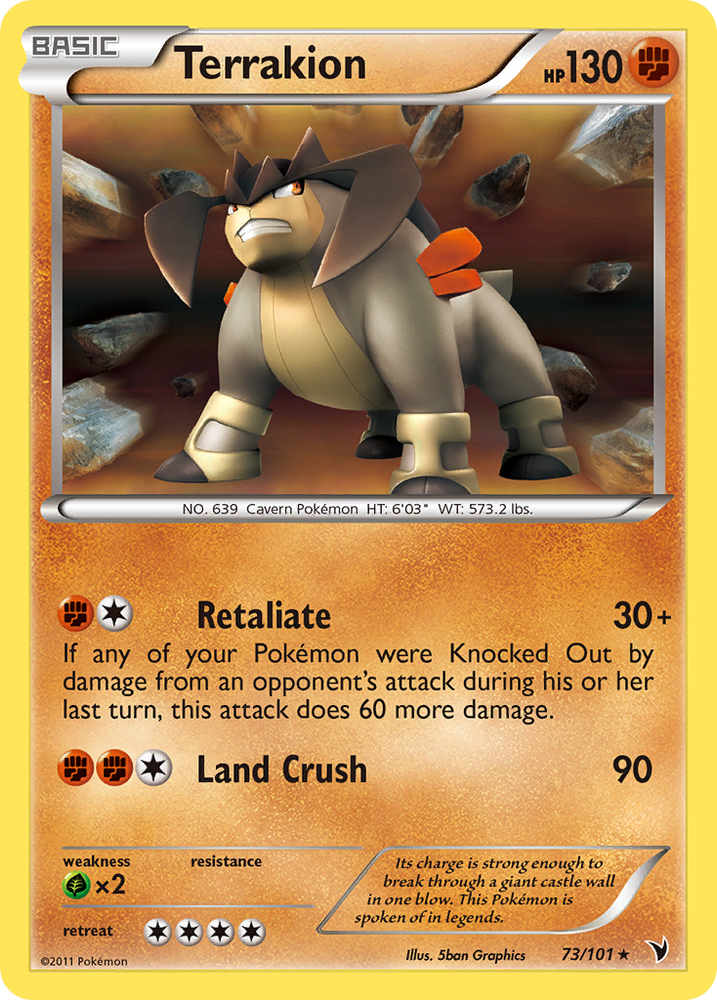 Pokemon | Terrakion (73/101) [Black & White: Noble Victories] | The Nerd Merchant