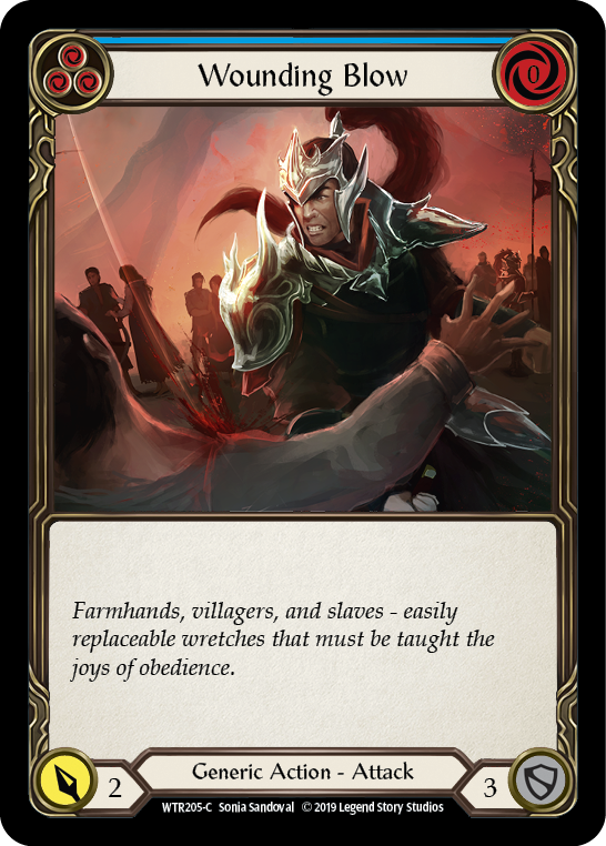 Flesh and Blood TCG | Wounding Blow (Blue) [WTR205-C] (Welcome to Rathe)  Alpha Print Rainbow Foil | The Nerd Merchant