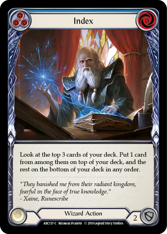 Flesh and Blood TCG | Index (Blue) [ARC137-C] (Arcane Rising)  1st Edition Rainbow Foil | The Nerd Merchant