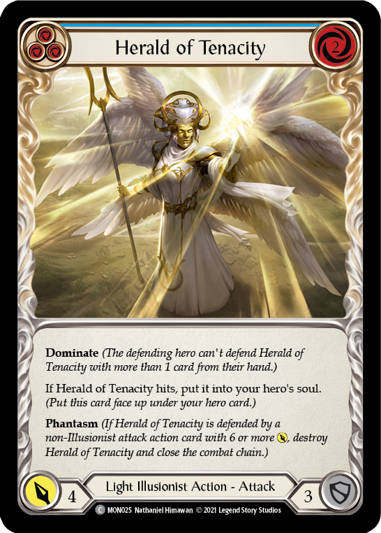 Flesh and Blood TCG | Herald of Tenacity (Blue) [MON025-RF] (Monarch)  1st Edition Rainbow Foil | The Nerd Merchant