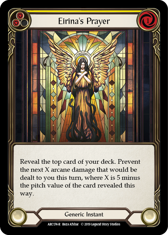 Flesh and Blood TCG | Eirina's Prayer (Yellow) [ARC174-R] (Arcane Rising)  1st Edition Rainbow Foil | The Nerd Merchant