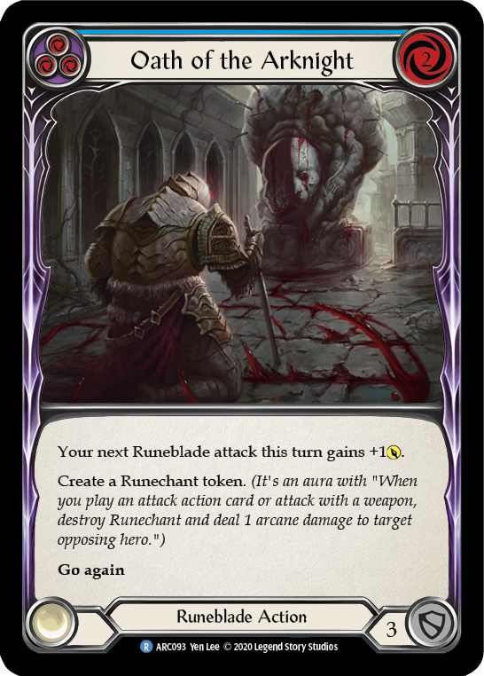 Flesh and Blood TCG | Oath of the Arknight (Blue) [U-ARC093] (Arcane Rising Unlimited)  Unlimited Rainbow Foil | The Nerd Merchant