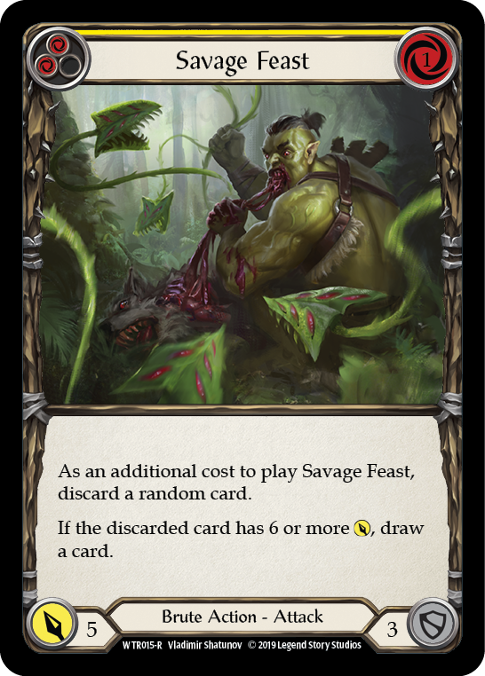 Flesh and Blood TCG | Savage Feast (Yellow) [WTR015-R] (Welcome to Rathe)  Alpha Print Rainbow Foil | The Nerd Merchant