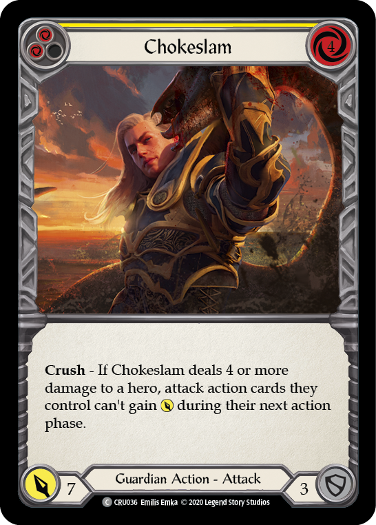 Flesh and Blood TCG | Chokeslam (Yellow) [CRU036] (Crucible of War)  1st Edition Rainbow Foil | The Nerd Merchant