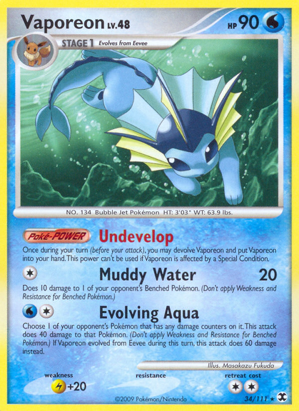 Pokemon | Vaporeon (34/111) [Platinum: Rising Rivals] | The Nerd Merchant