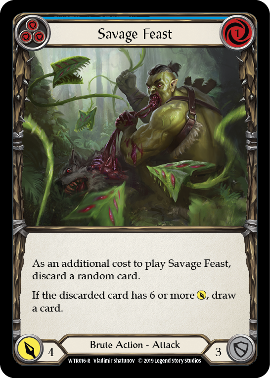 Flesh and Blood TCG | Savage Feast (Blue) [WTR016-R] (Welcome to Rathe)  Alpha Print Rainbow Foil | The Nerd Merchant