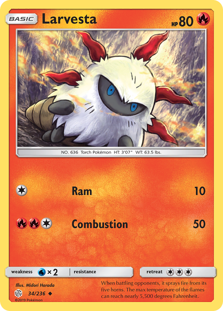 Pokemon| Larvesta (34/236) [Sun & Moon: Cosmic Eclipse] | The Nerd Merchant