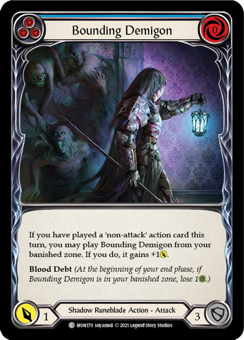 Flesh and Blood TCG | Bounding Demigon (Blue) [MON170-RF] (Monarch)  1st Edition Rainbow Foil | The Nerd Merchant