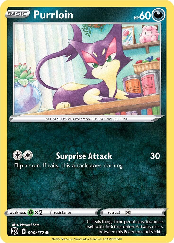 Pokemon | Purrloin (090/172) [Sword & Shield: Brilliant Stars] | The Nerd Merchant