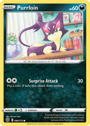 Pokemon | Purrloin (090/172) [Sword & Shield: Brilliant Stars] | The Nerd Merchant