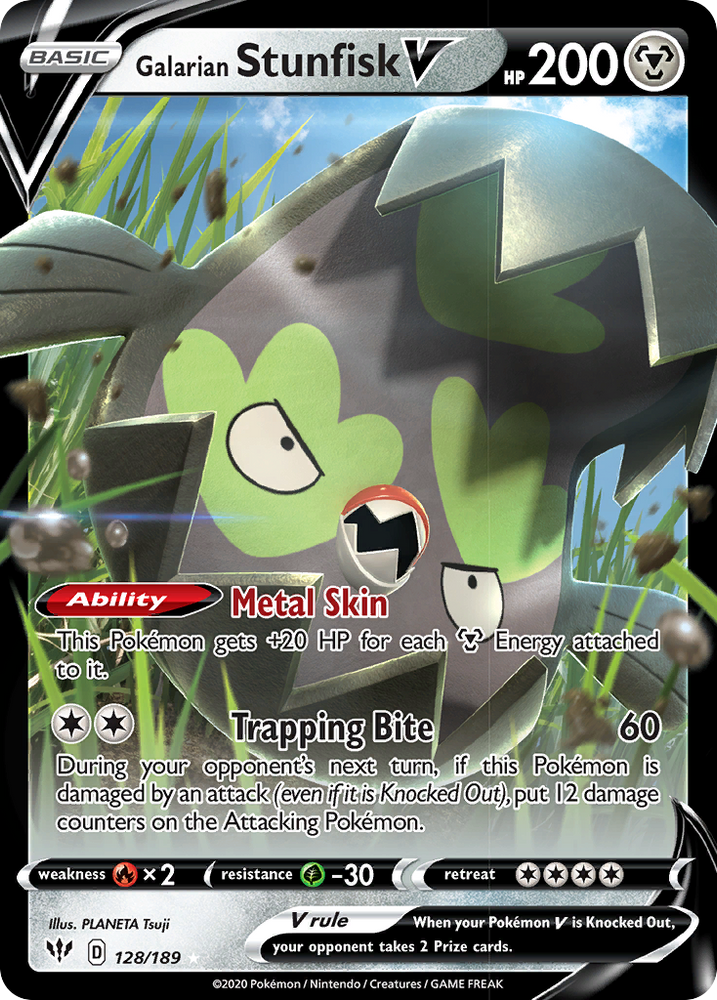 Pokemon | Galarian Stunfisk V (128/189) [Sword & Shield: Darkness Ablaze] | The Nerd Merchant