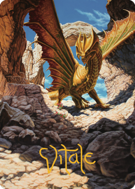 Magic | Ancient Brass Dragon Art Card (02) (Gold-Stamped Signature) [Commander Legends: Battle for Baldur's Gate Art Series] | The Nerd Merchant