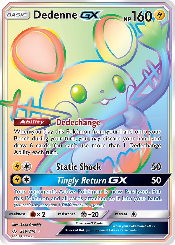 Pokemon | Dedenne GX (219/214) [Sun & Moon: Unbroken Bonds] | The Nerd Merchant