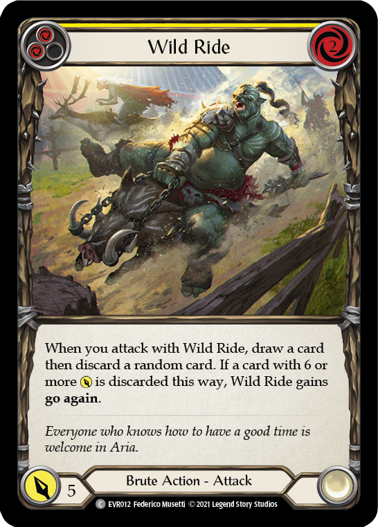 Flesh and Blood TCG | Wild Ride (Yellow) [EVR012] (Everfest)  1st Edition Rainbow Foil | The Nerd Merchant