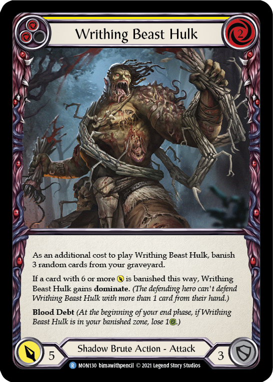 Flesh and Blood TCG | Writhing Beast Hulk (Yellow) [MON130-RF] (Monarch)  1st Edition Rainbow Foil | The Nerd Merchant