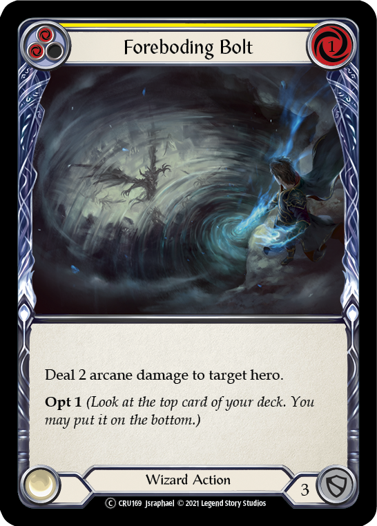 Flesh and Blood TCG | Foreboding Bolt (Yellow) [U-CRU169] (Crucible of War Unlimited)  Unlimited Rainbow Foil | The Nerd Merchant