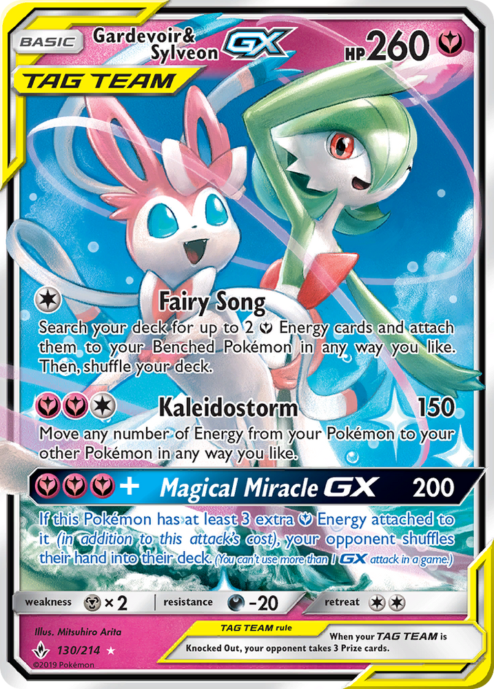 Pokemon | Gardevoir & Sylveon GX (130/214) [Sun & Moon: Unbroken Bonds] | The Nerd Merchant