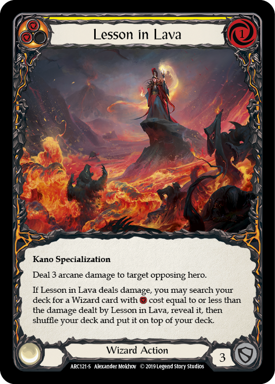 Flesh and Blood TCG | Lesson in Lava [ARC121-S] (Arcane Rising)  1st Edition Rainbow Foil | The Nerd Merchant