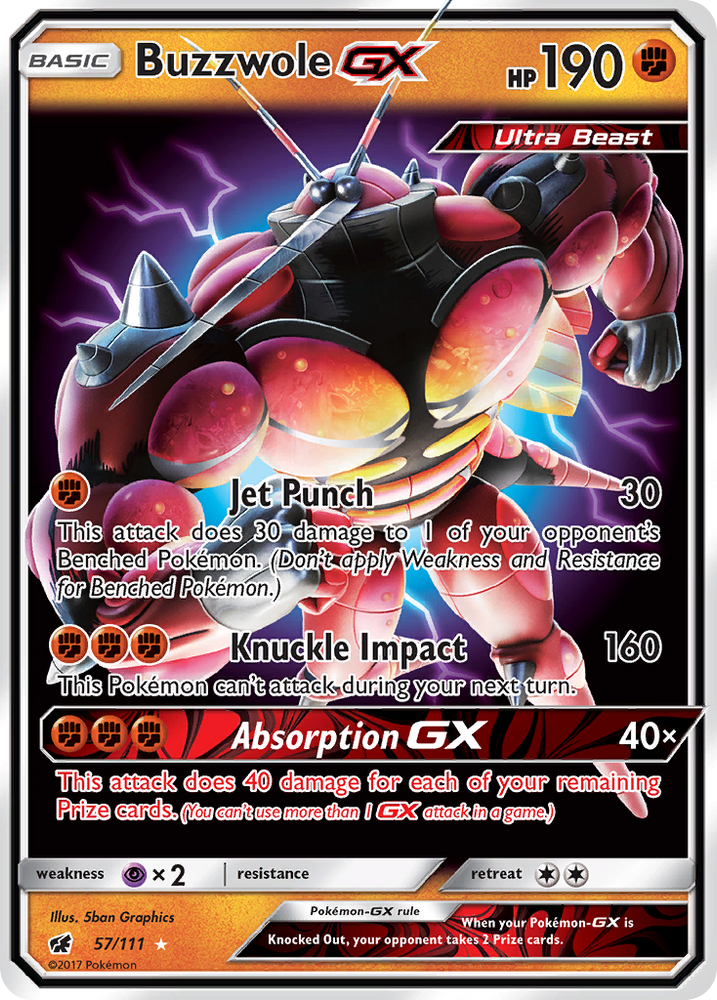 Pokemon | Buzzwole GX (57/111) [Sun & Moon: Crimson Invasion] | The Nerd Merchant