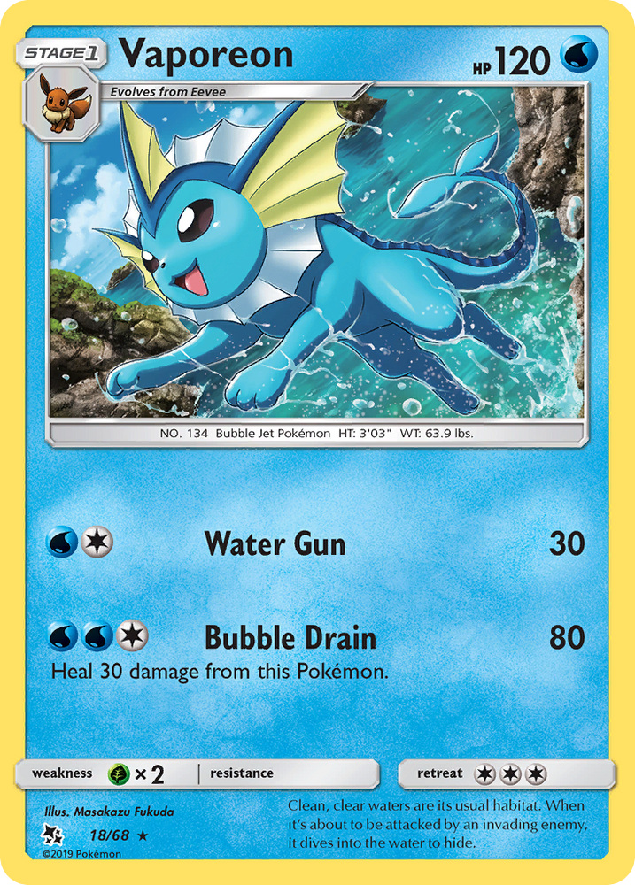 Pokemon | Vaporeon (18/68) [Sun & Moon: Hidden Fates] | The Nerd Merchant